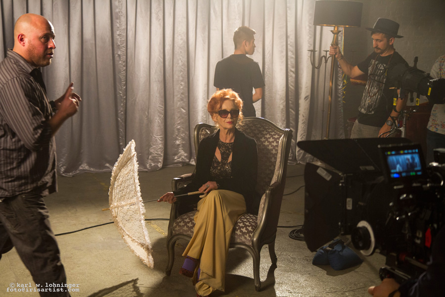 Iris Karina is shooting the music video 'Dear Diamond' for Blaqstarr featuring Common.