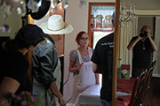 Iris Karina shooting the movie 'Permanent Creases' directed by Trine Andersen