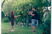 Iris Karina on location shooting the music video 'One more dance' with Raymond Revel.